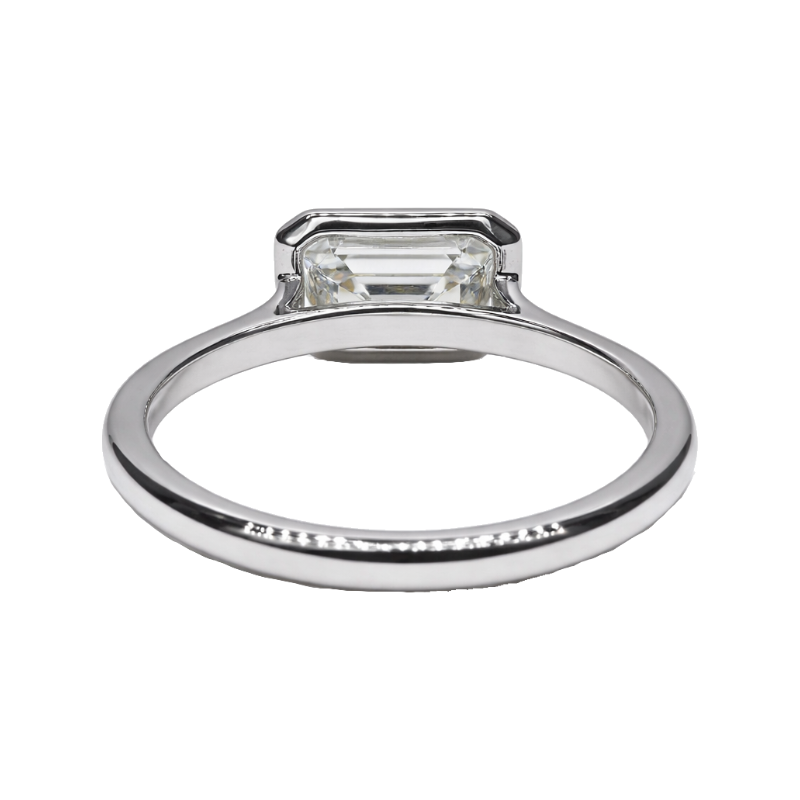 Lumière Solitaire Bezel 2.50CT Horizontal Emerald Lab Diamond 14K White Gold