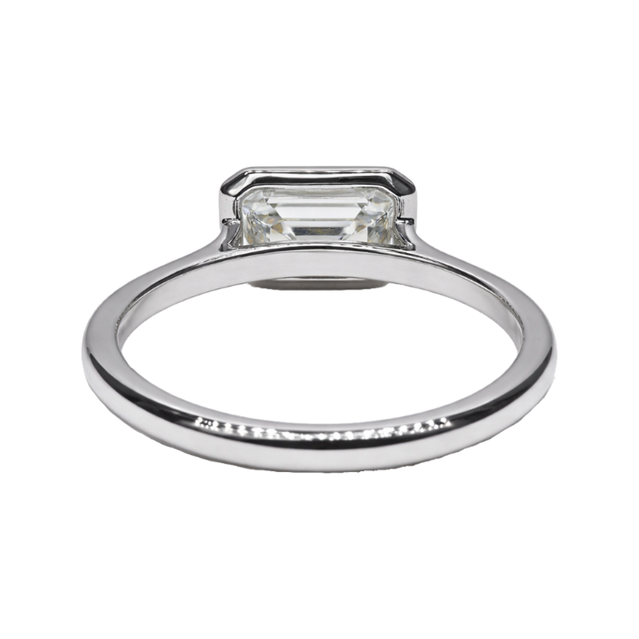 Lumière Solitaire Bezel 2.50CT Horizontal Emerald Lab Diamond 14K White Gold