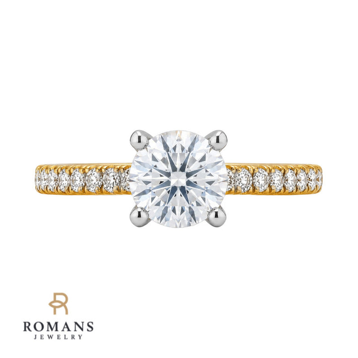 Pave Diamond Engagement Ring Setting 14K Yellow Gold .20CTW