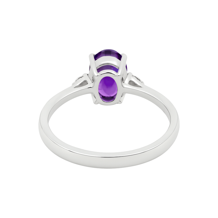 Amethyst Ring with Diamond Accents 14K White Gold 1.06CT