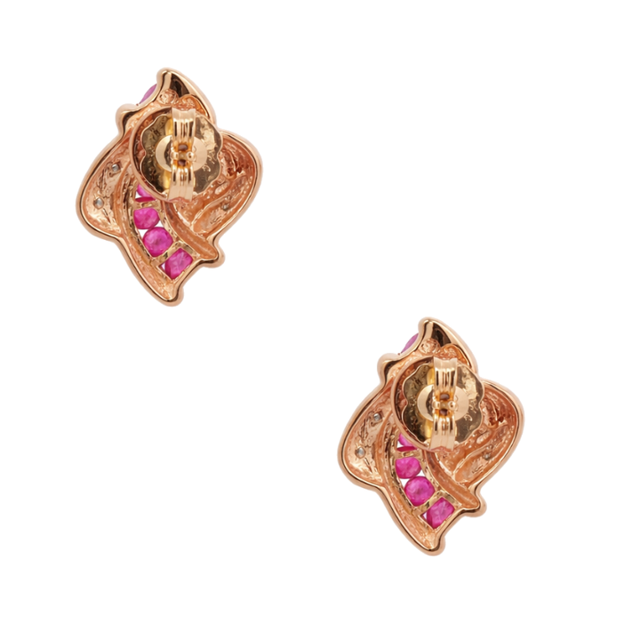 Ruby Diamond Swirl Studs 14K Two Tone .51CTW