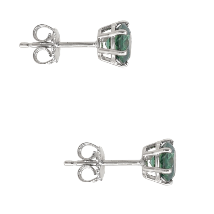 Oval Natural Green Tourmaline Studs 1.50CTW 14K White Gold