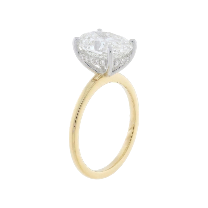Covenant Hidden Halo Oval Engagement Ring 14K Two Tone