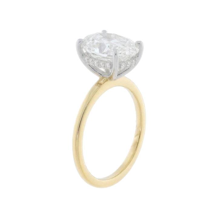 Covenant Hidden Halo Oval Engagement Ring 14K Two Tone