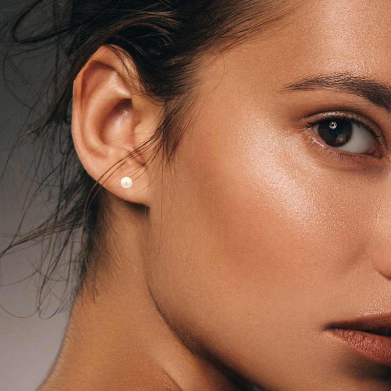Cultured Pearl Stud Earrings 14K Yellow Gold