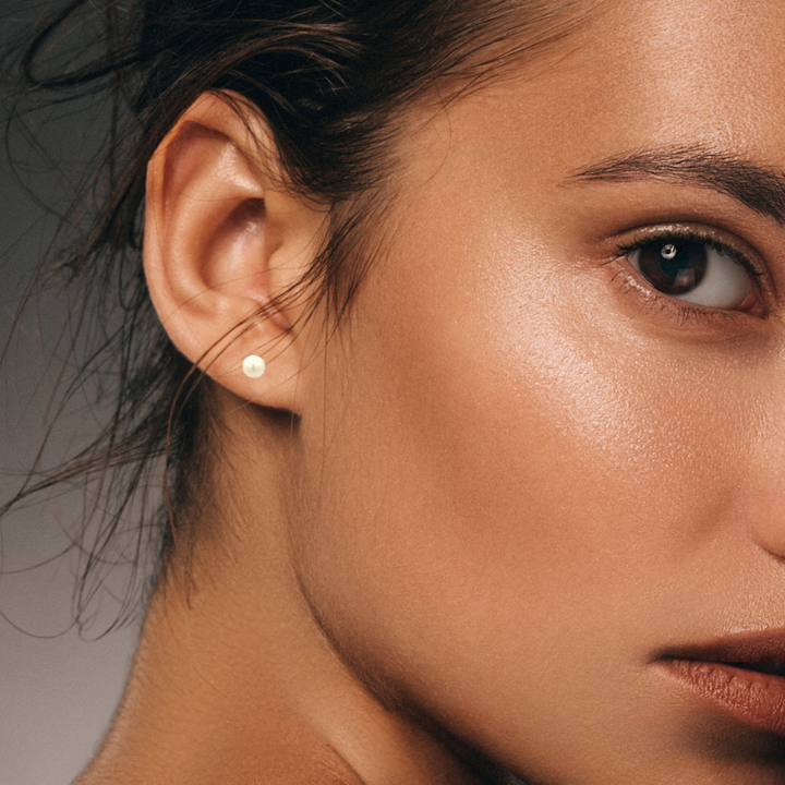 Cultured Pearl Stud Earrings 14K Yellow Gold