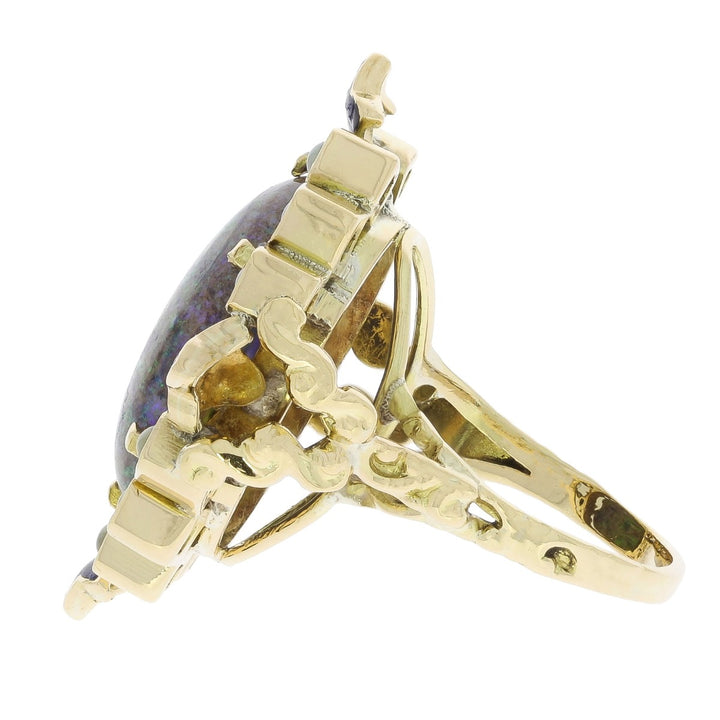 Sugar Black Opal Enamel Ring 14K Yellow Gold