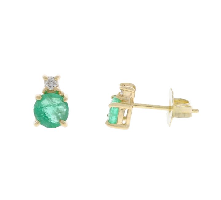 Emerald Diamond Studs 14K Yellow Gold .36CTW