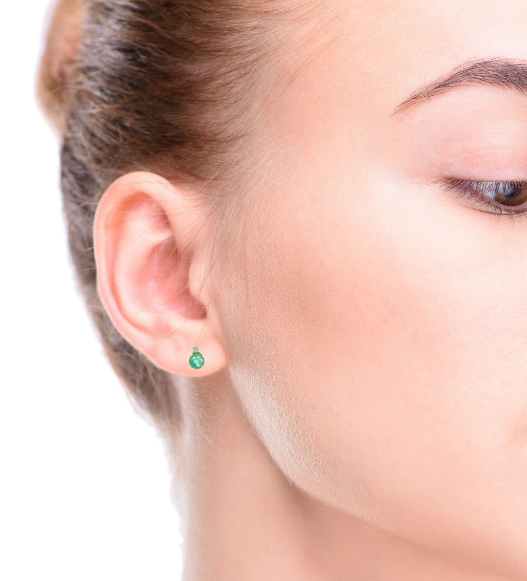 Emerald Diamond Studs 14K Yellow Gold .36CTW