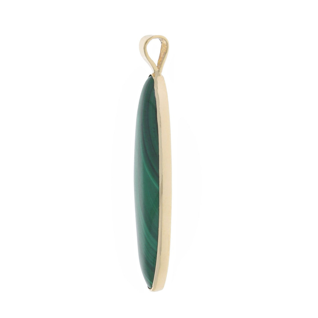 Oval Malachite Bezel Pendant 14K Yellow Gold
