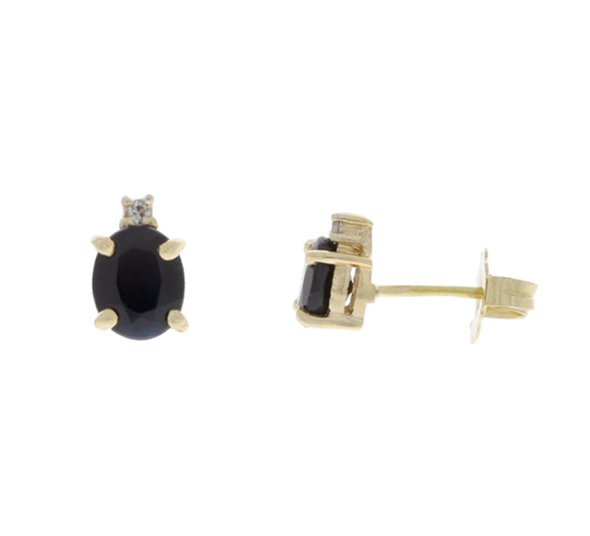 Sapphire Diamond Stud Earrings 14K Yellow Gold 0.72CTW