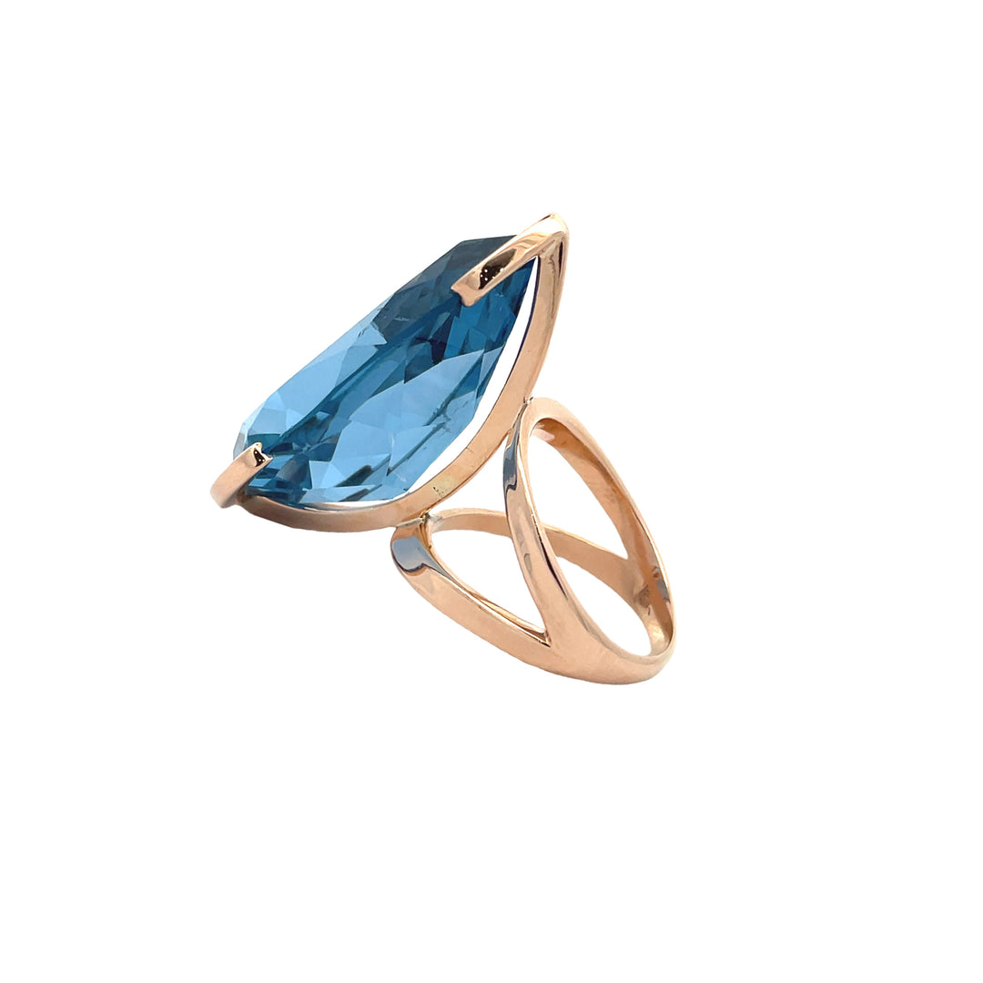 Topaz Pear Shape 14K Rose Gold Ring 42.5CT