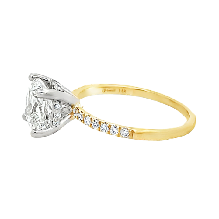 Lab Square Cushion Diamond Hidden Halo 14K Two Tone 2.01CT