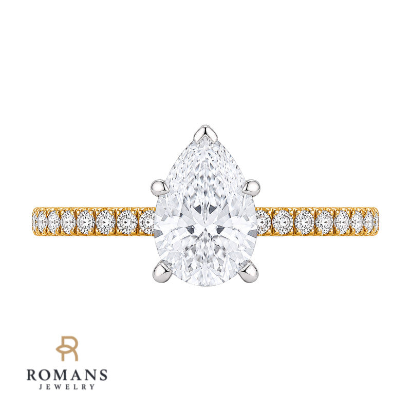Pave Diamond Engagement Ring Setting 14K Yellow Gold .20CTW