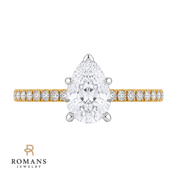 Pave Diamond Engagement Ring Setting 14K Yellow Gold .20CTW