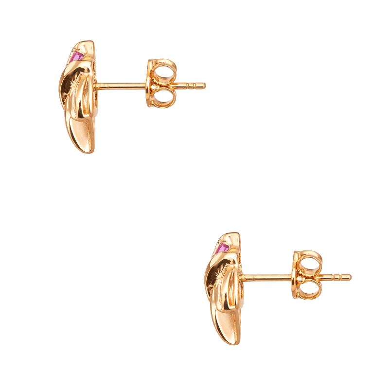 Ruby Diamond Swirl Studs 14K Two Tone .51CTW