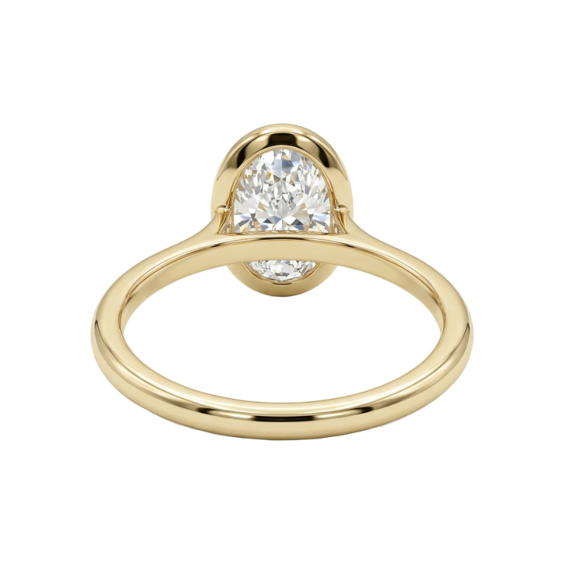 Lumière Solitaire Bezel 2CT Oval Lab Diamond 14K Yellow Gold
