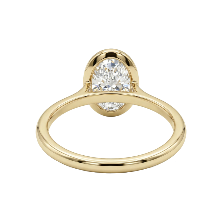 Lumière Solitaire Bezel 2CT Oval Lab Diamond 14K Yellow Gold