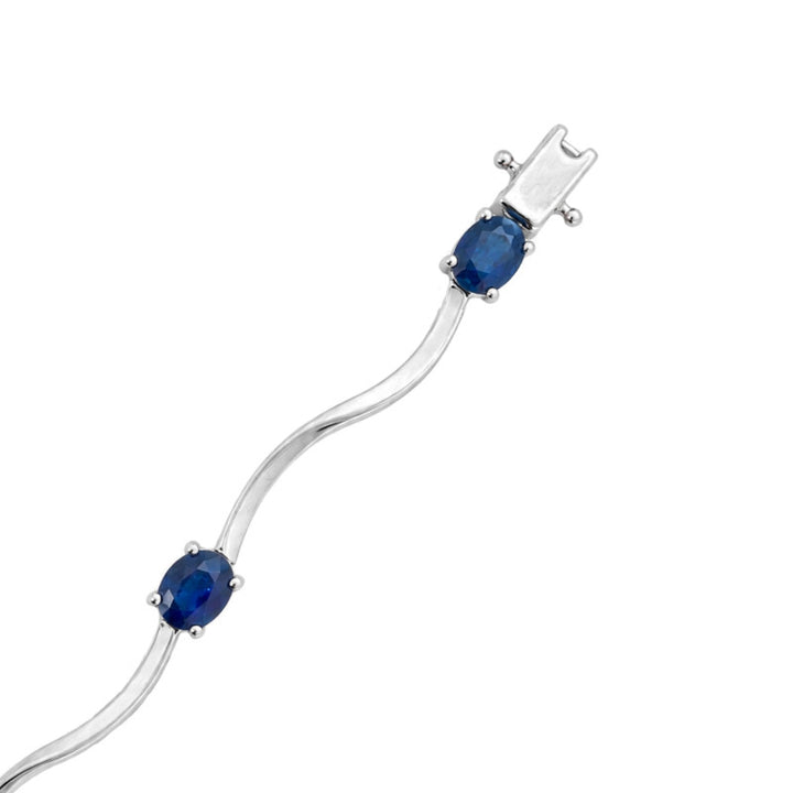 Sapphire Bracelet 3.36CT 14K White Gold Oval