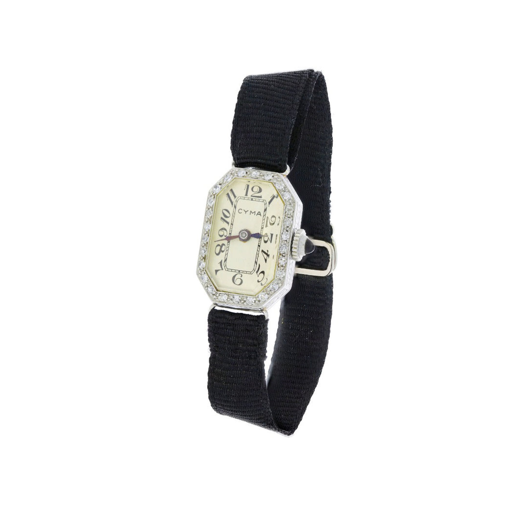 Vintage Cyma 1920's Platinum Diamond Watch 0.23CTW