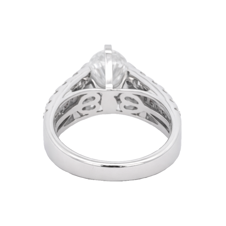 Oval Lab Diamond Multi-Row Engagement Ring 14K White Gold 2.60CT