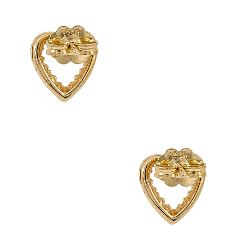 Diamond Heart Stud Earrings 0.32CTW 14K Yellow Gold