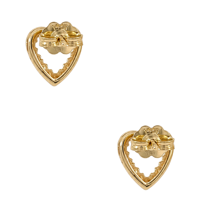 Diamond Heart Stud Earrings 0.32CTW 14K Yellow Gold