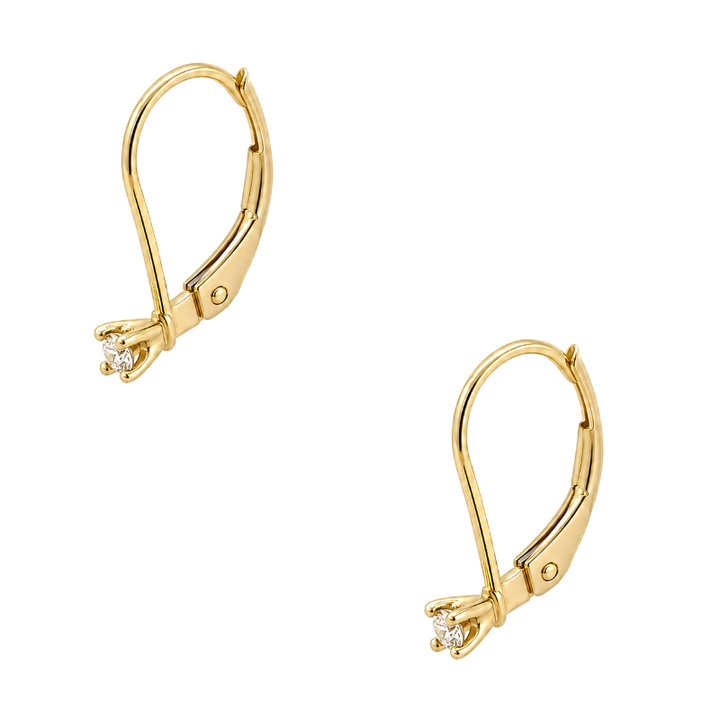 Diamond Leverback Earrings 0.09CTW 14K Yellow Gold