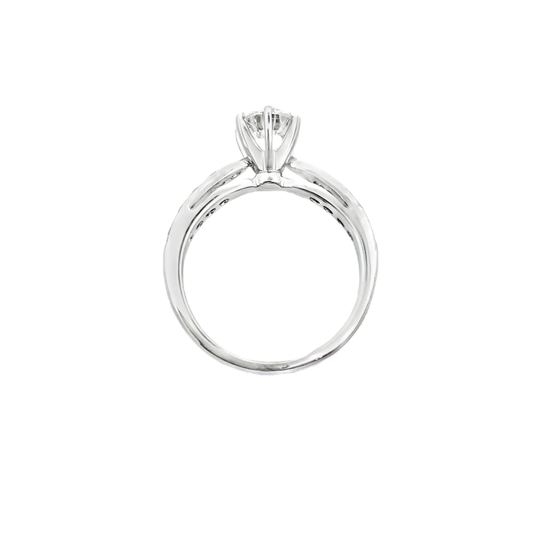 Brilliant Cut Round Diamond Engagement Ring 18K White Gold 0.73CT