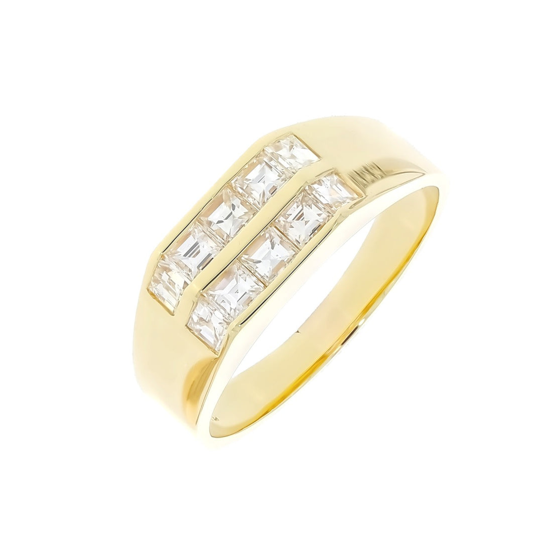 Double Row Diamond Men's Band 18K Yellow Gold 1.00CTW