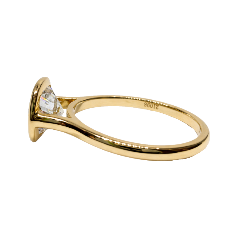 Lumière Solitaire Bezel 2CT Horizontal Cushion Lab Diamond 14K Yellow Gold