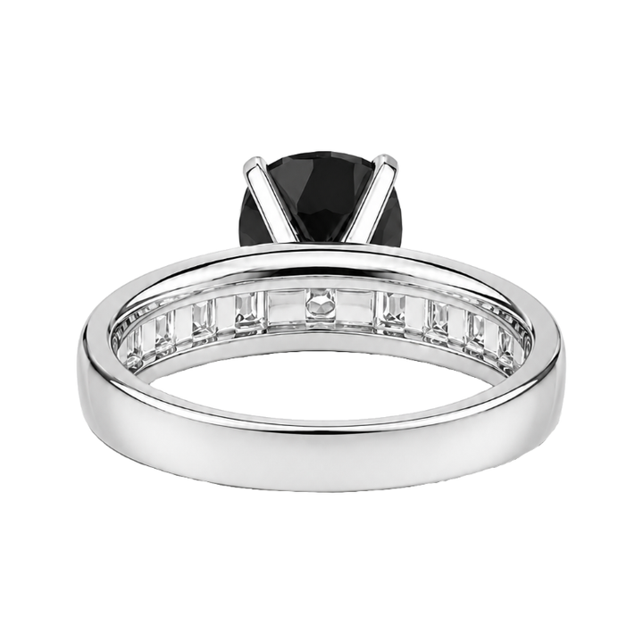 Black Diamond Natural Cushion Cut Engagement Ring Platinum 3CT