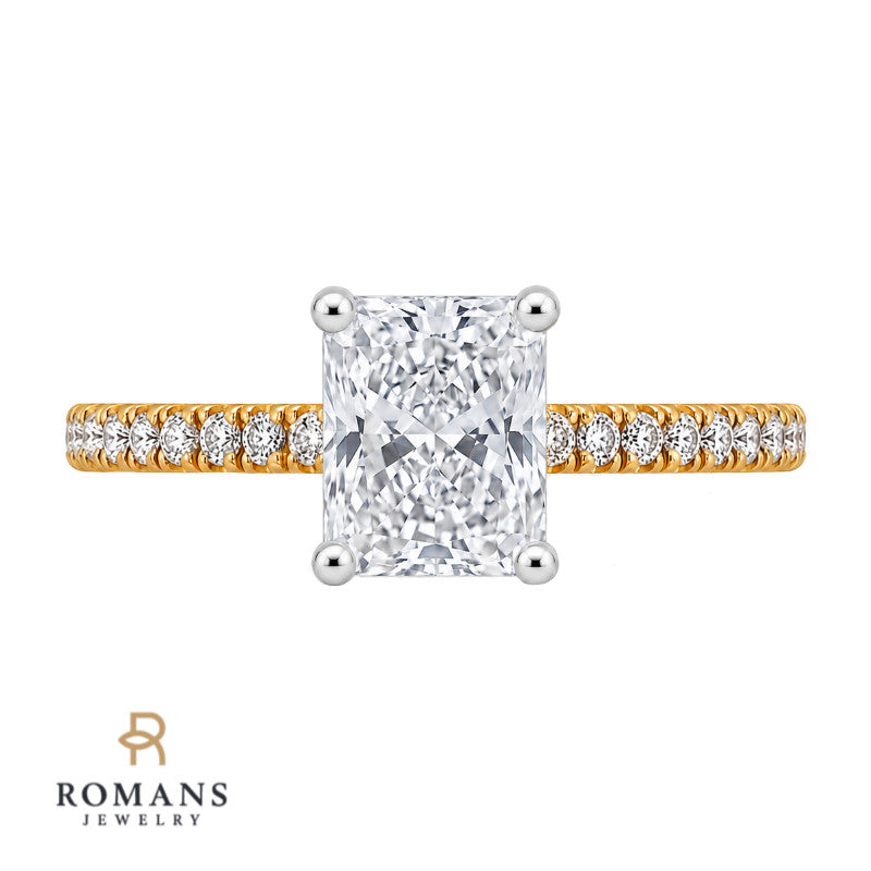 Pave Diamond Engagement Ring Setting 14K Yellow Gold .20CTW