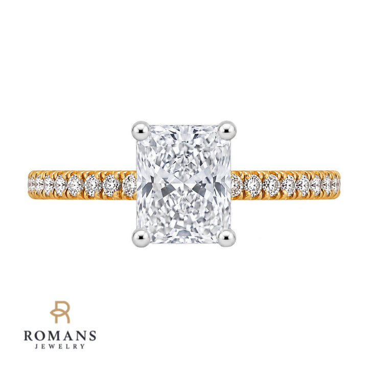 Pave Diamond Engagement Ring Setting 14K Yellow Gold .20CTW