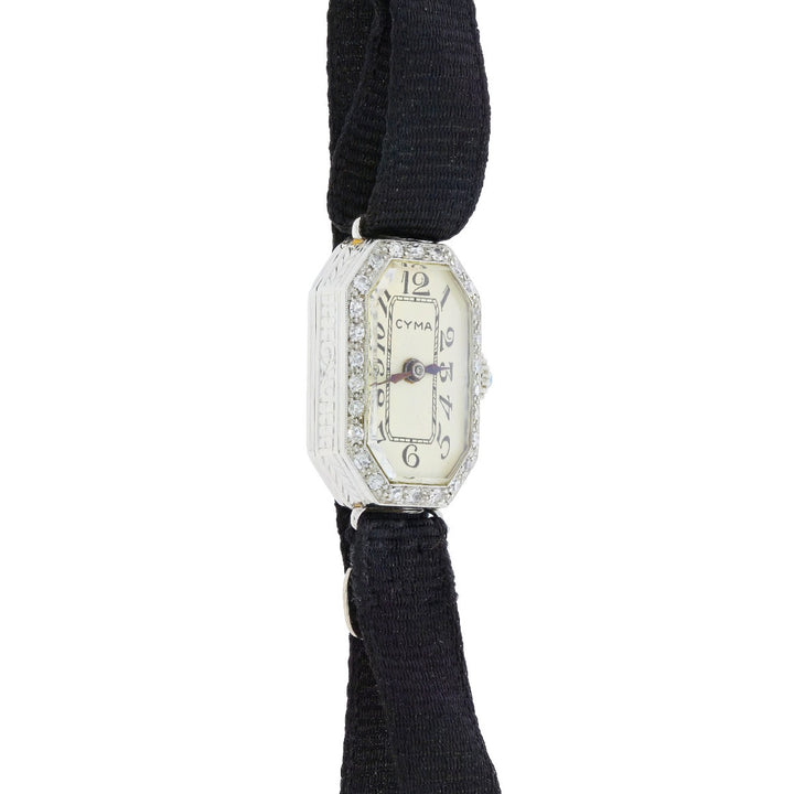 Vintage Cyma 1920's Platinum Diamond Watch 0.23CTW