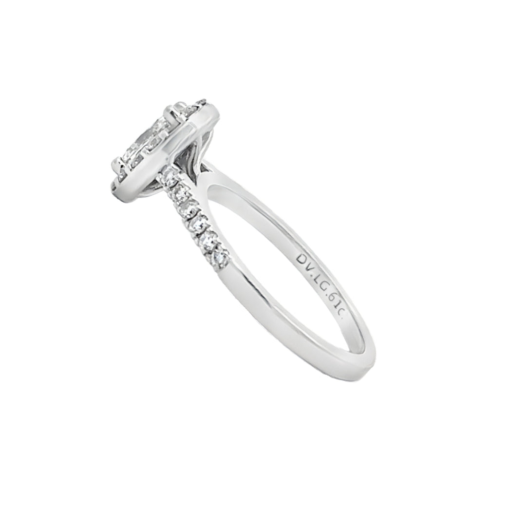 Lab Grown Oval Diamond Halo 14K White Gold Engagement Ring