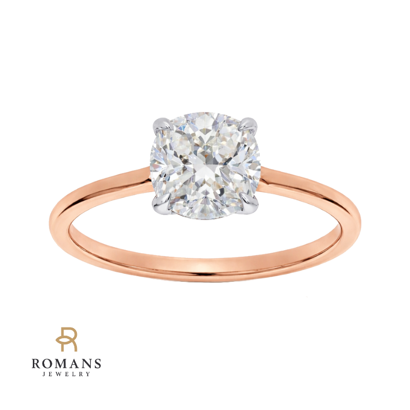 Covenant Hidden Halo Oval Engagement Ring 14K Two Tone