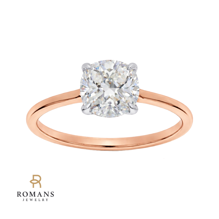 Covenant Hidden Halo Oval Engagement Ring 14K Two Tone