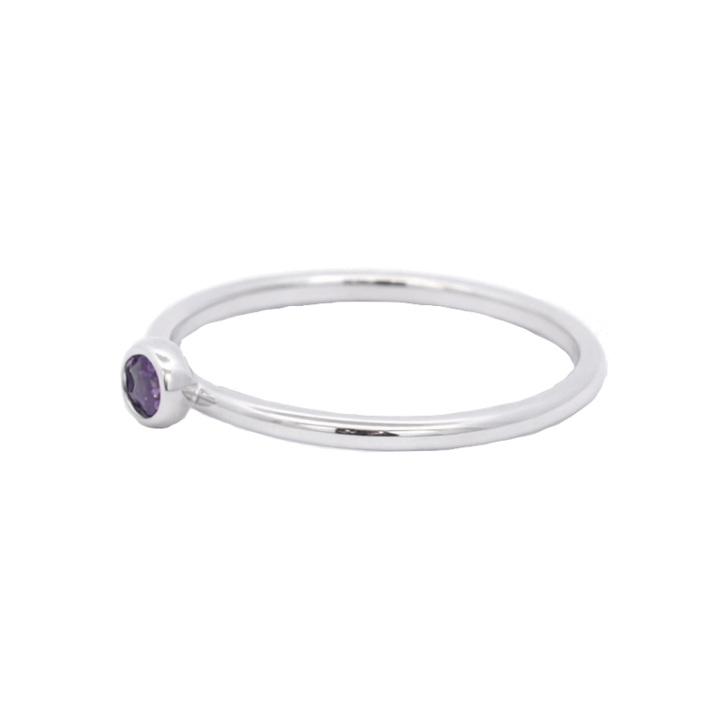 Lavender Sapphire Bezel Set Ring 14K White Gold .14CT